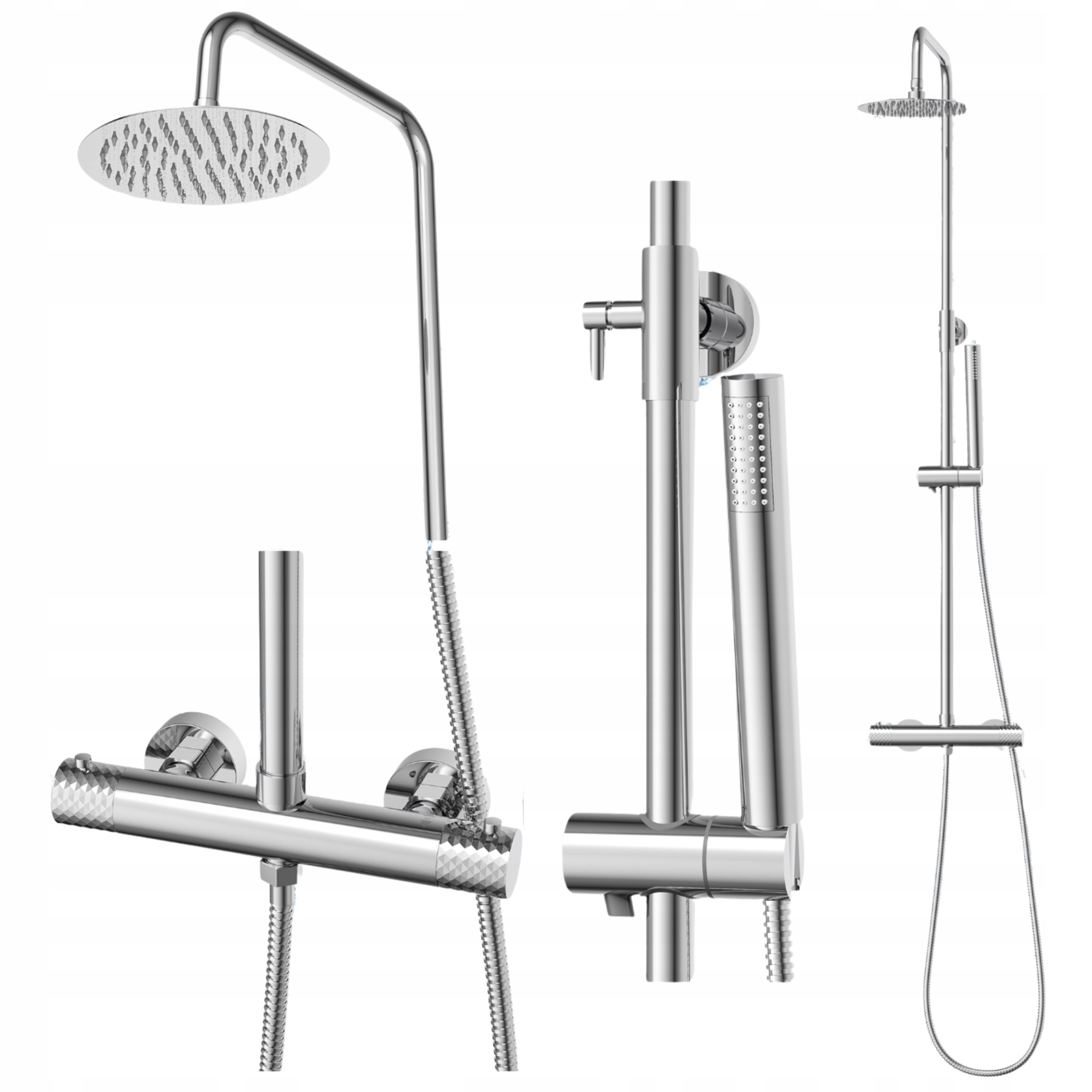Glami chrómová termostatická sprchová súprava s dažďovou sprchou