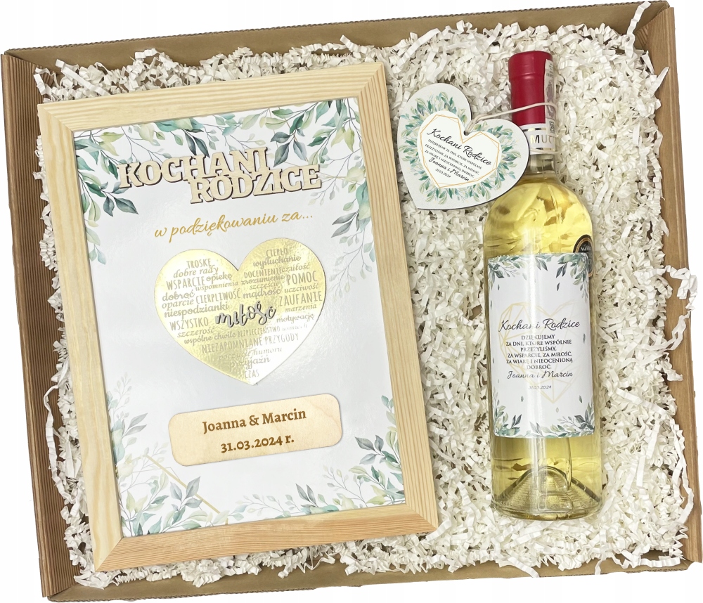 Zestaw Podziękowanie Dla Rodziców Ramka Złote Serce 3D Mamy Taty Na