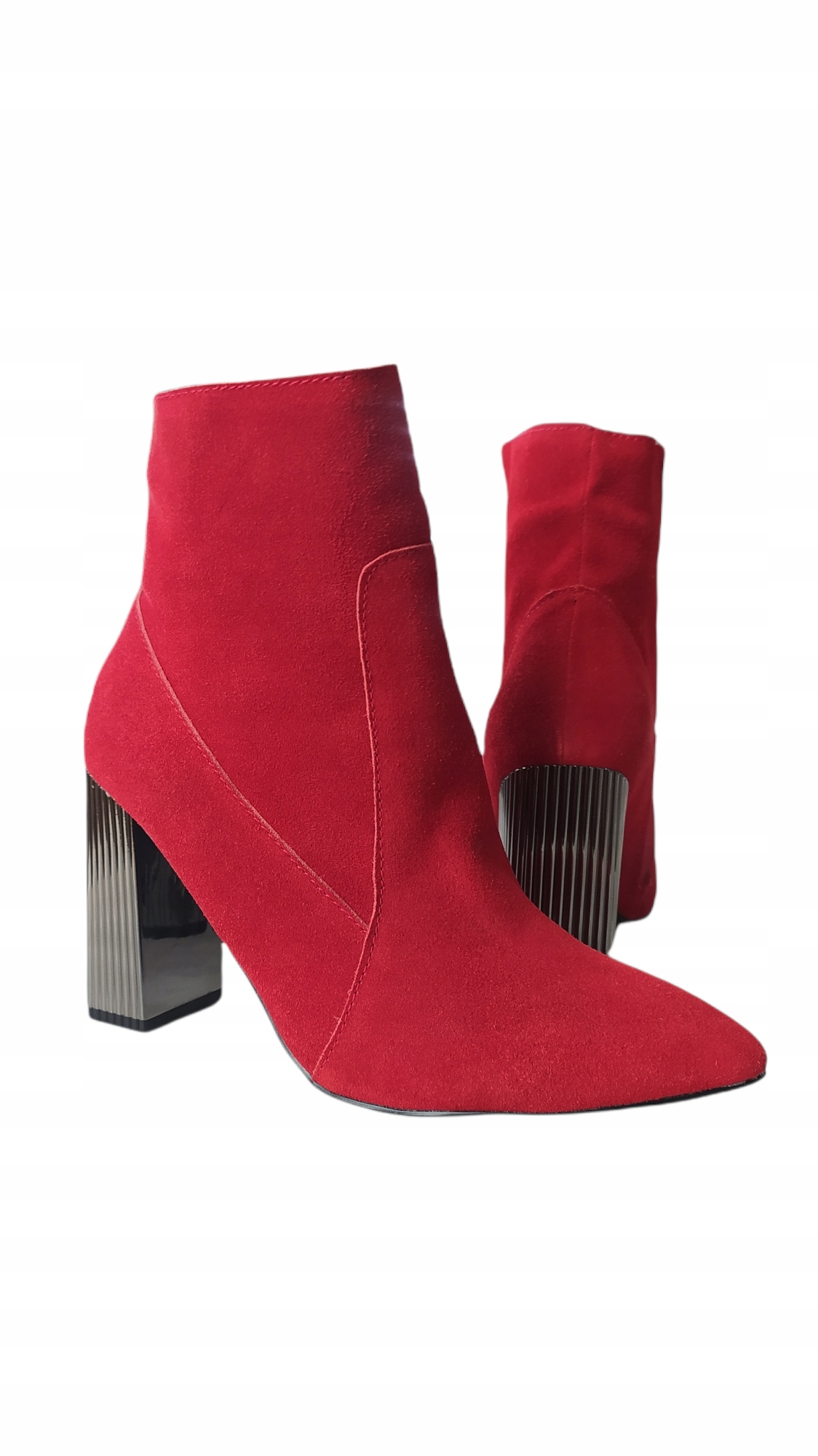 CZERWONE BOTKI NA SŁUPKU SKÓRA NATURALNA GOODIN 40