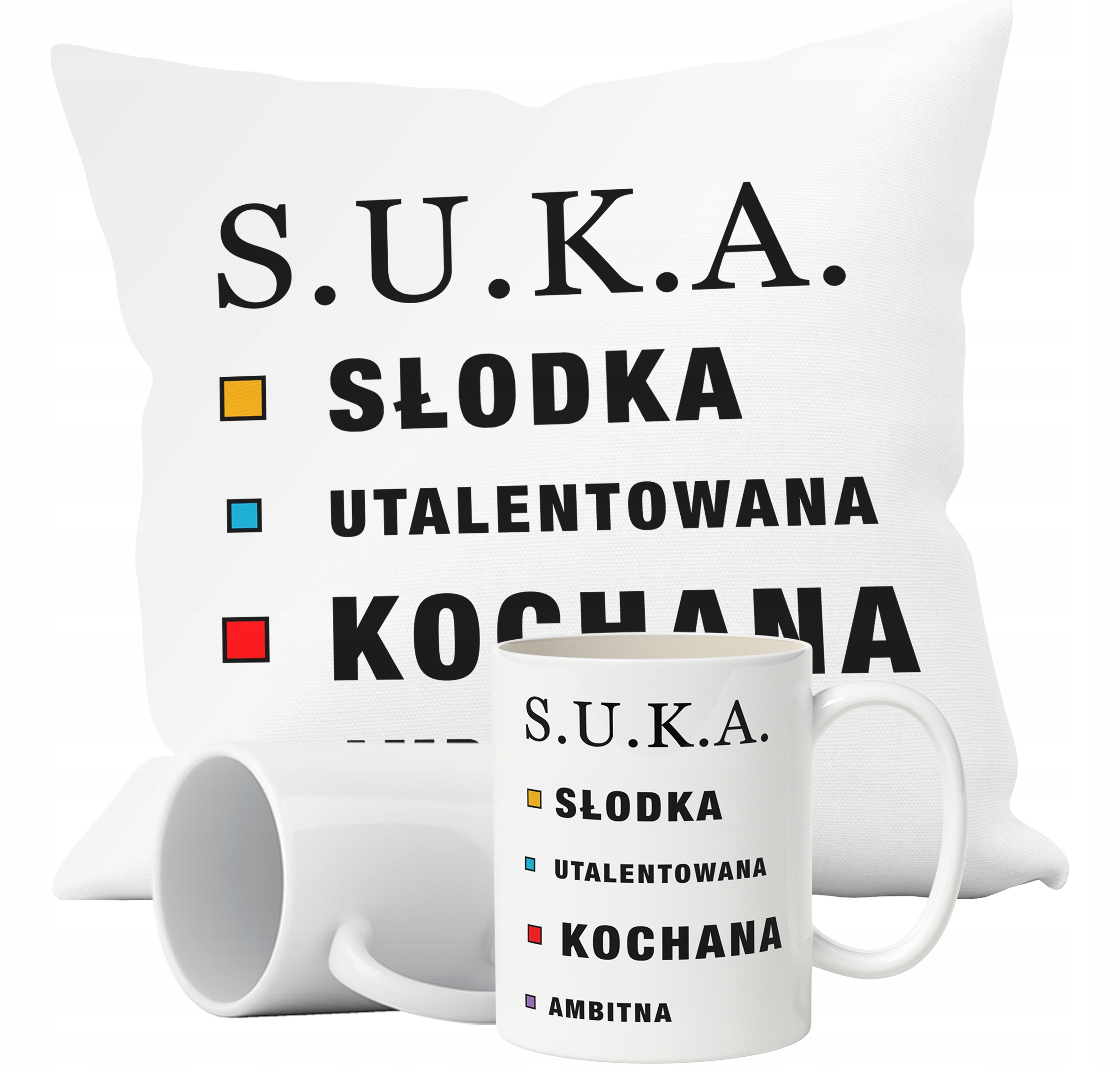 

Zestaw Kubek+poduszka Kochana Kobieta Parodia