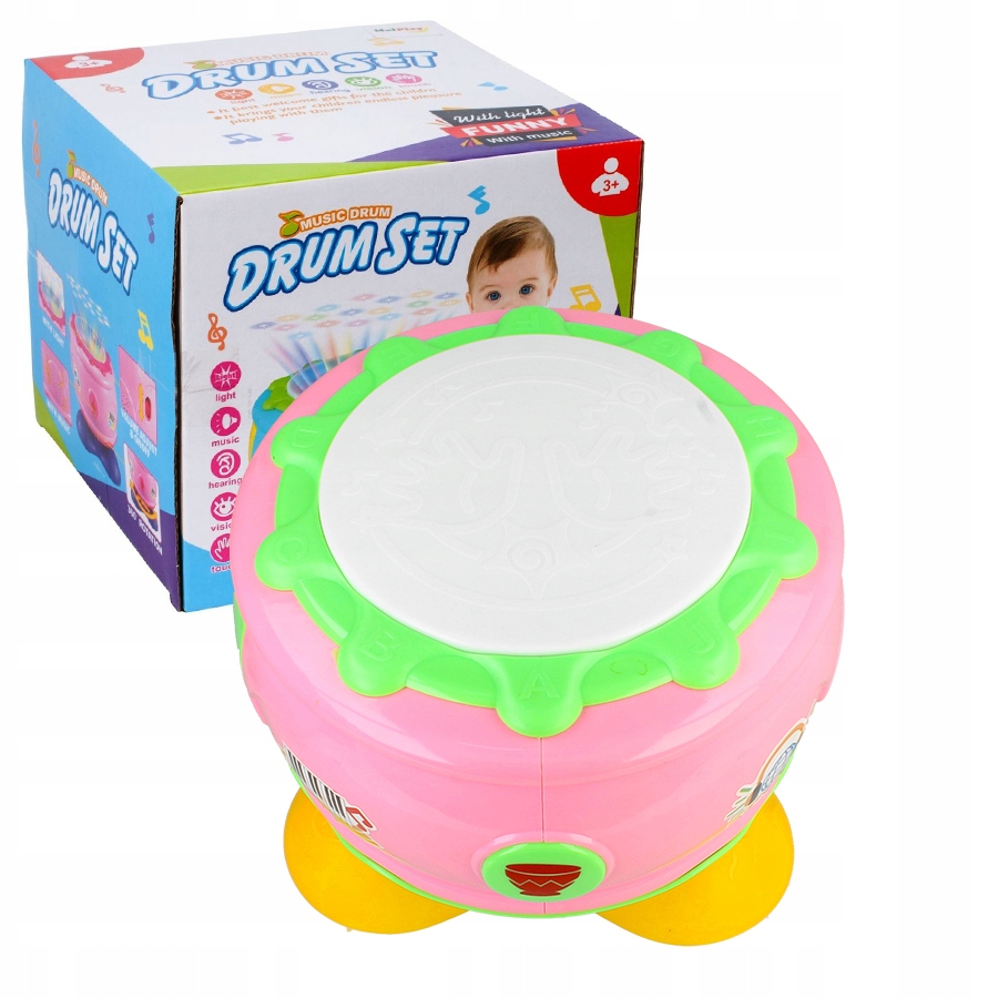 INTERAKTYWNY BĘBENEK MUZYCZNY ŚWIATEŁKA DLA DZIECI PERKUSJA INSTRUMENT LED Bohater / Bajka brak