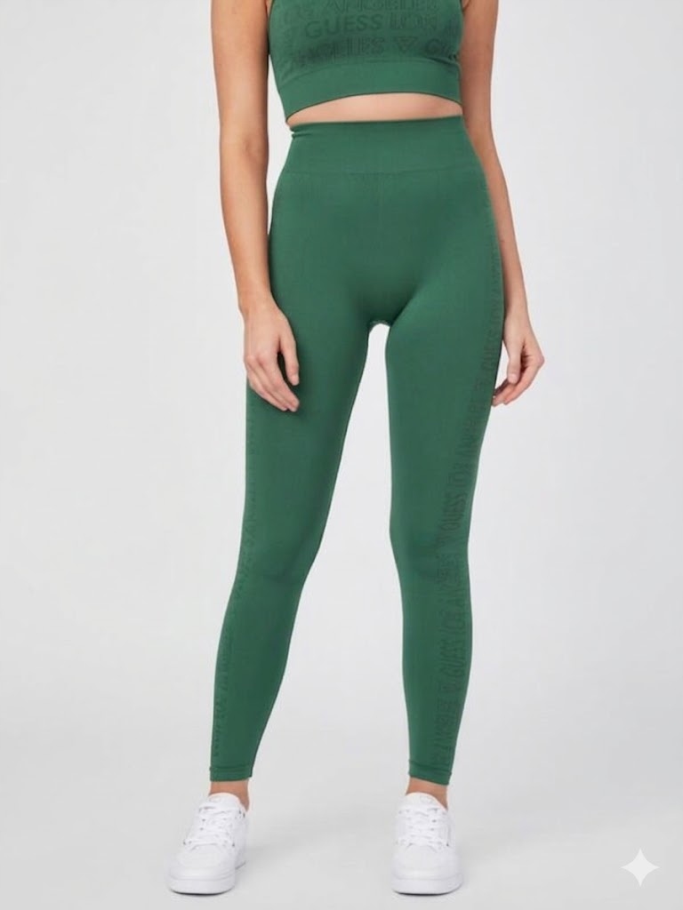 Guess Legíny S Vysokým Pasem A Vzorem Loga, Zelené Xs Gga