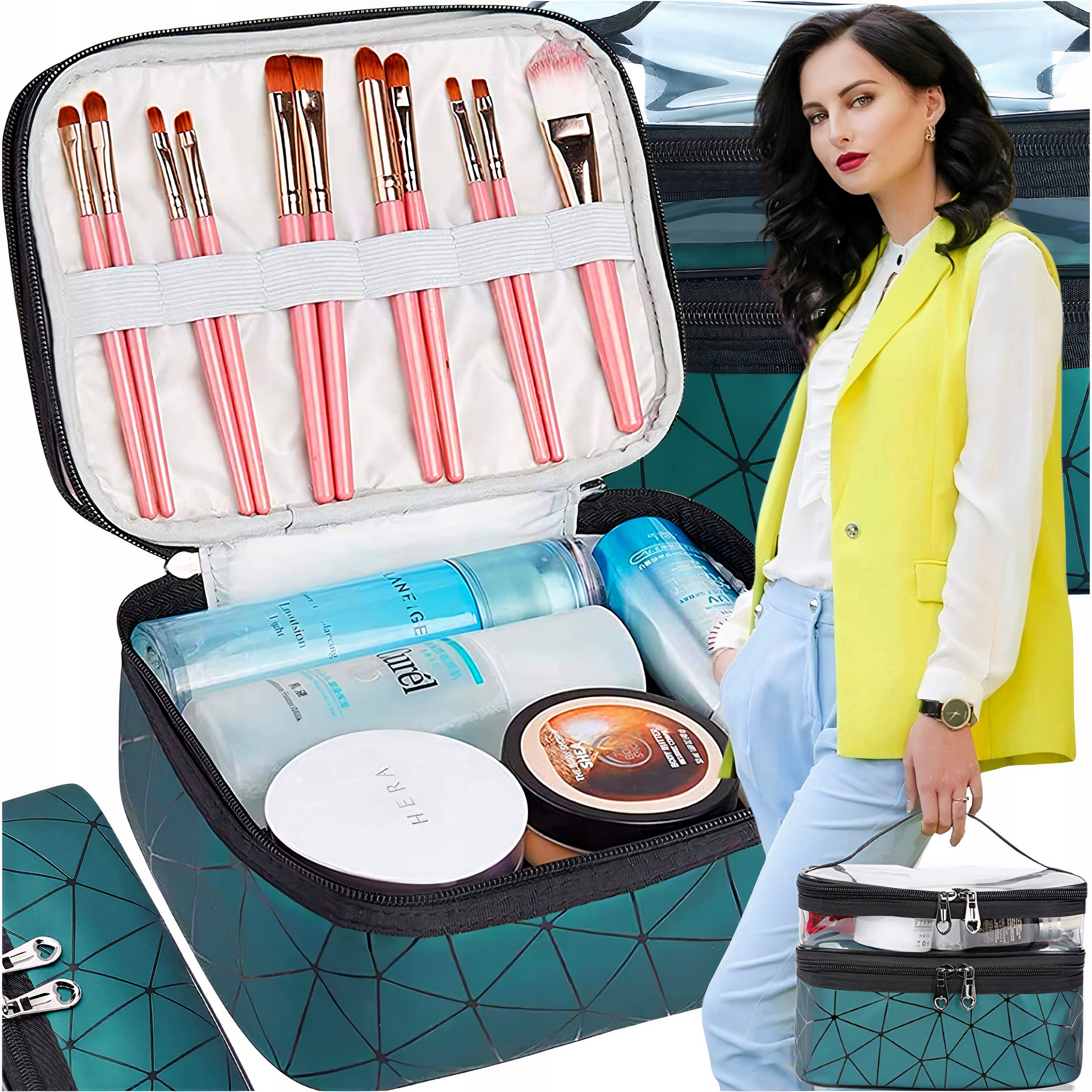 KOSMETYCZKA DAMSKA ORGANIZER KUFEREK NA KOSMETYKI Stan opakowania oryginalne