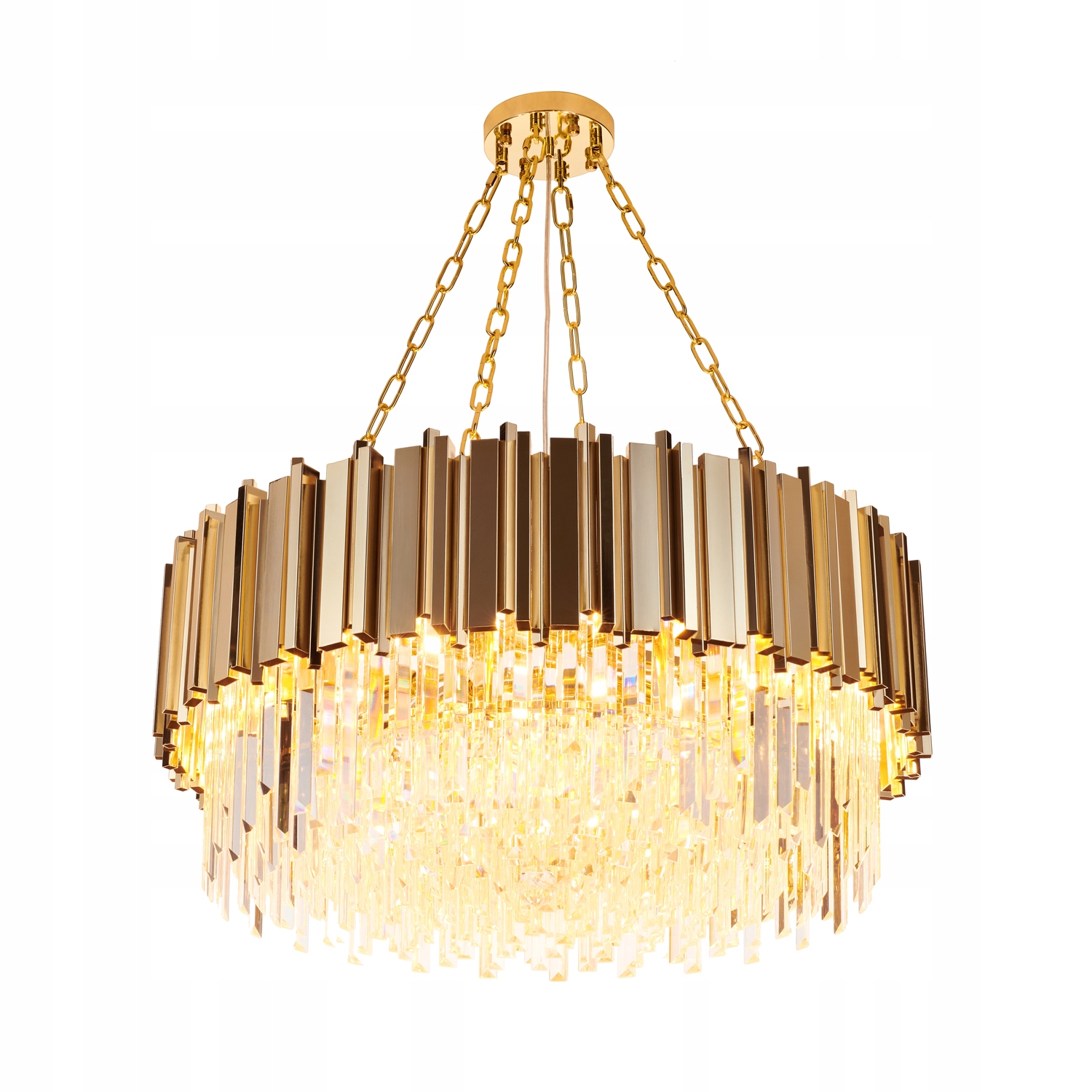 Krásna reprezentatívna lampa Rea okrúhla 80 cm, industriálna krištáľová