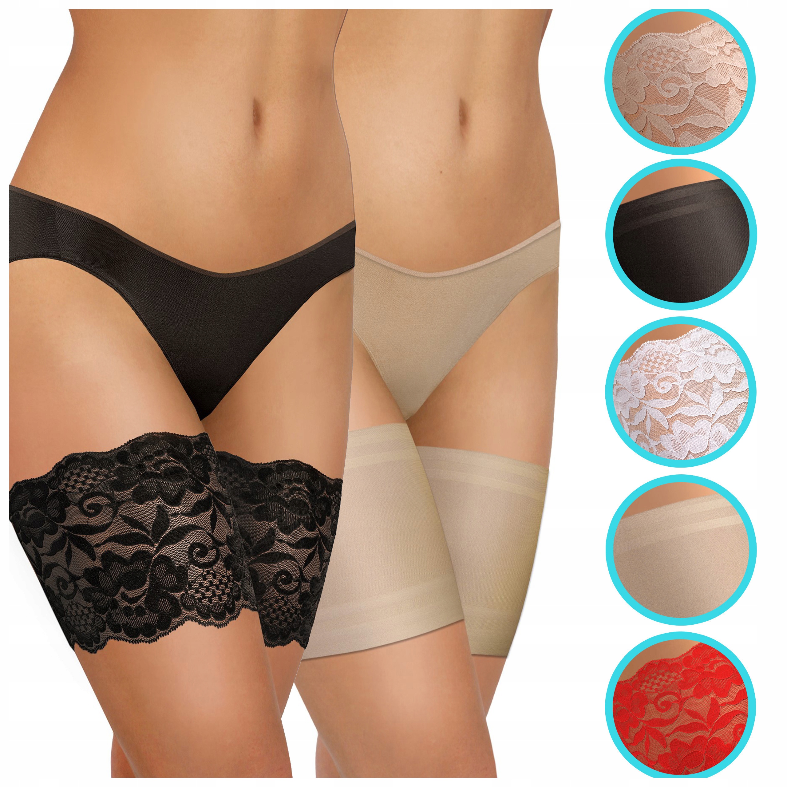 2X OPASKI NA UDA przeciw otarciom koronka/gładkie