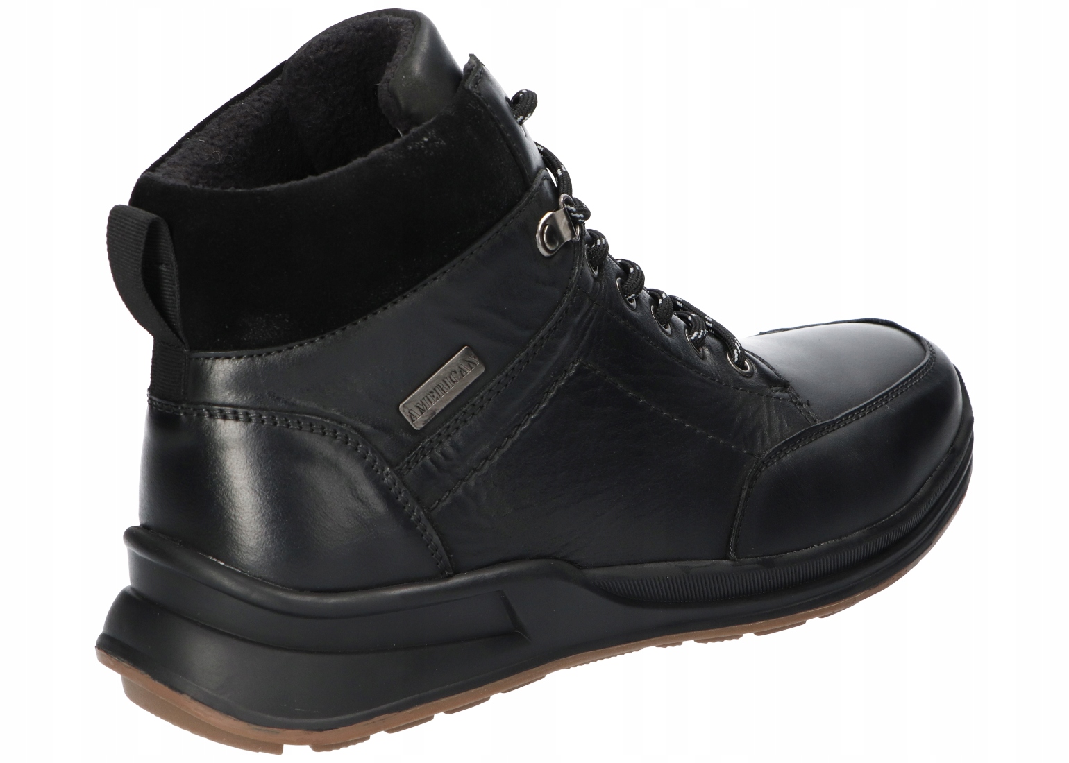 AMERICAN CLUB CY165 OCIEPLANE TRAPERY BUTY ZIMOWE SKÓRZANE MĘSKIE BLACK 44 Rozmiar 44