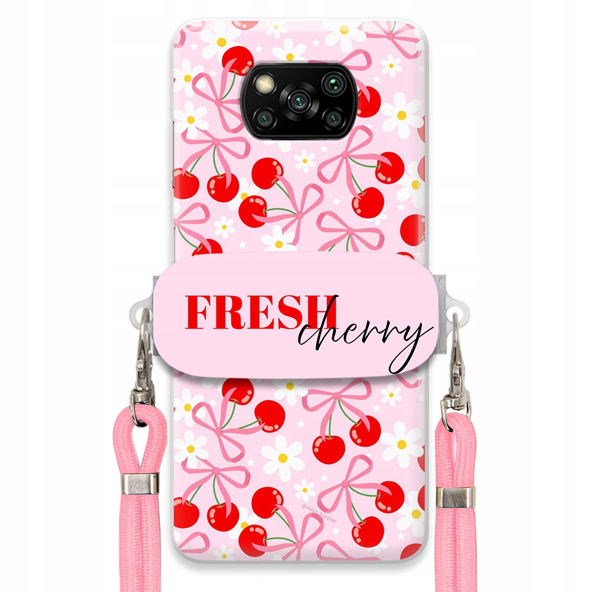 Puzdro pre Xiaomi Poco X3 Nfc Case Držiak šnúrok Ružový Fresh Cherry Kokardy