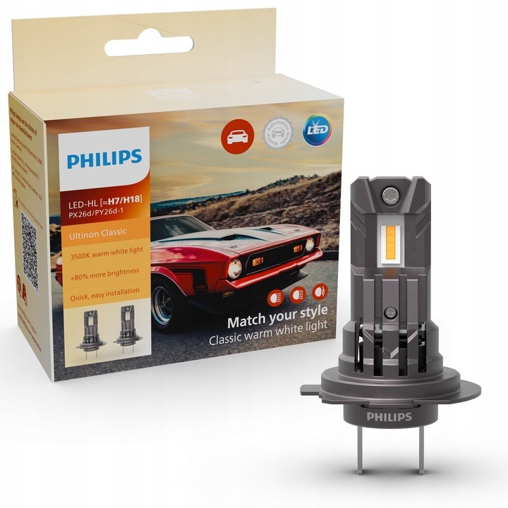 Žiarovky Philips Led Ultinon Classic UC2510 H7/H18 12V 3500K