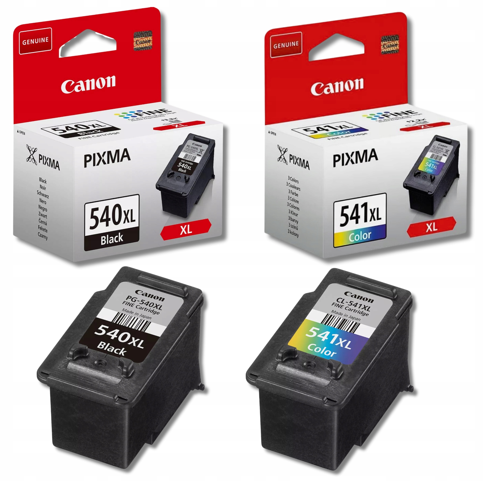 Tusz Canon PG-540XL CL-541XL Komplet Cmyk do Canon MG2150 3250 MX375 Org
