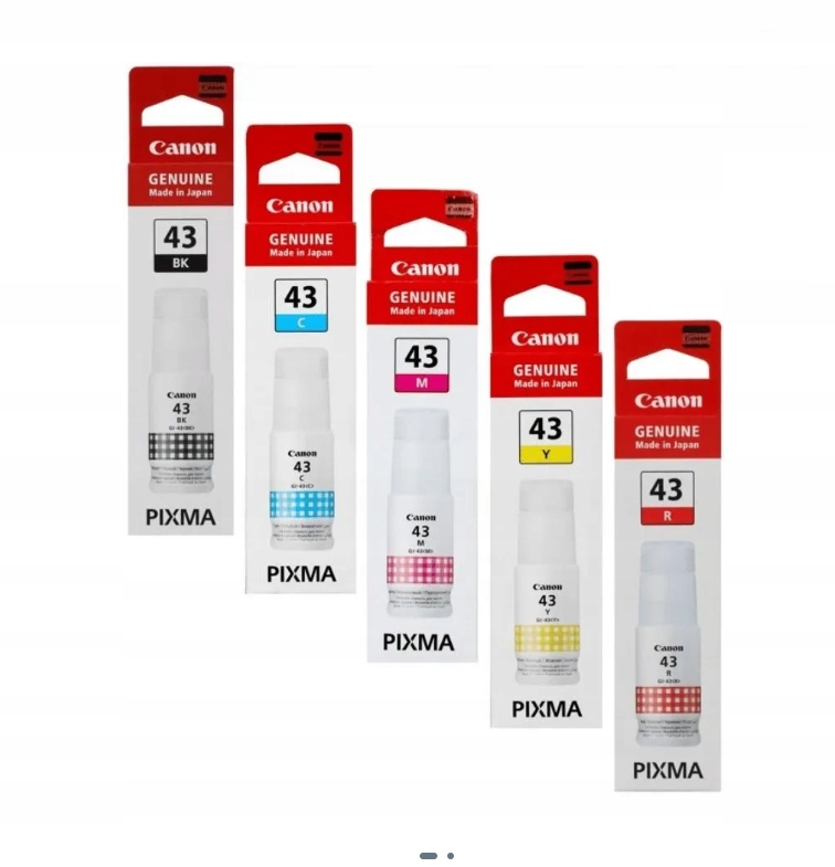 5 barevných inkoustů GI-43 Black, Cyan, Magenta, Yellow, Red Originální Oem