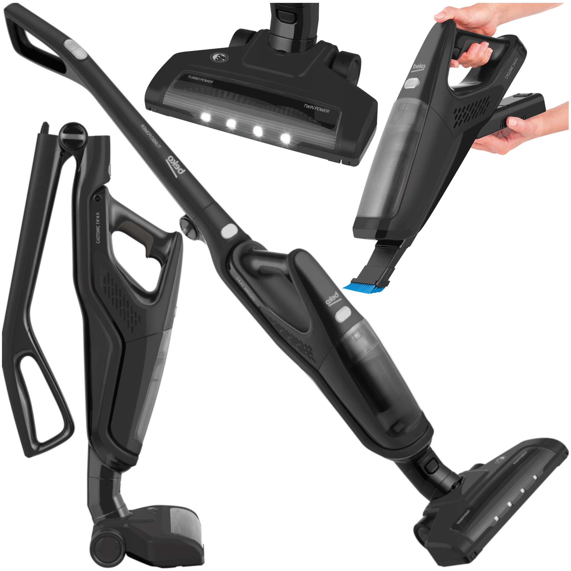 Ručný Stojaci Vysávač Beko 3v1 Bezvrecový Bezdrôtový Čierny