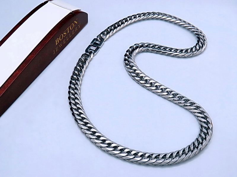 GRUBY SREBRNY ŁAŃCUCH ŁAŃCUSZEK NA SZYJĘ PRAWDZIWA STAL CHIRURGICZNA 316L Materiał stal