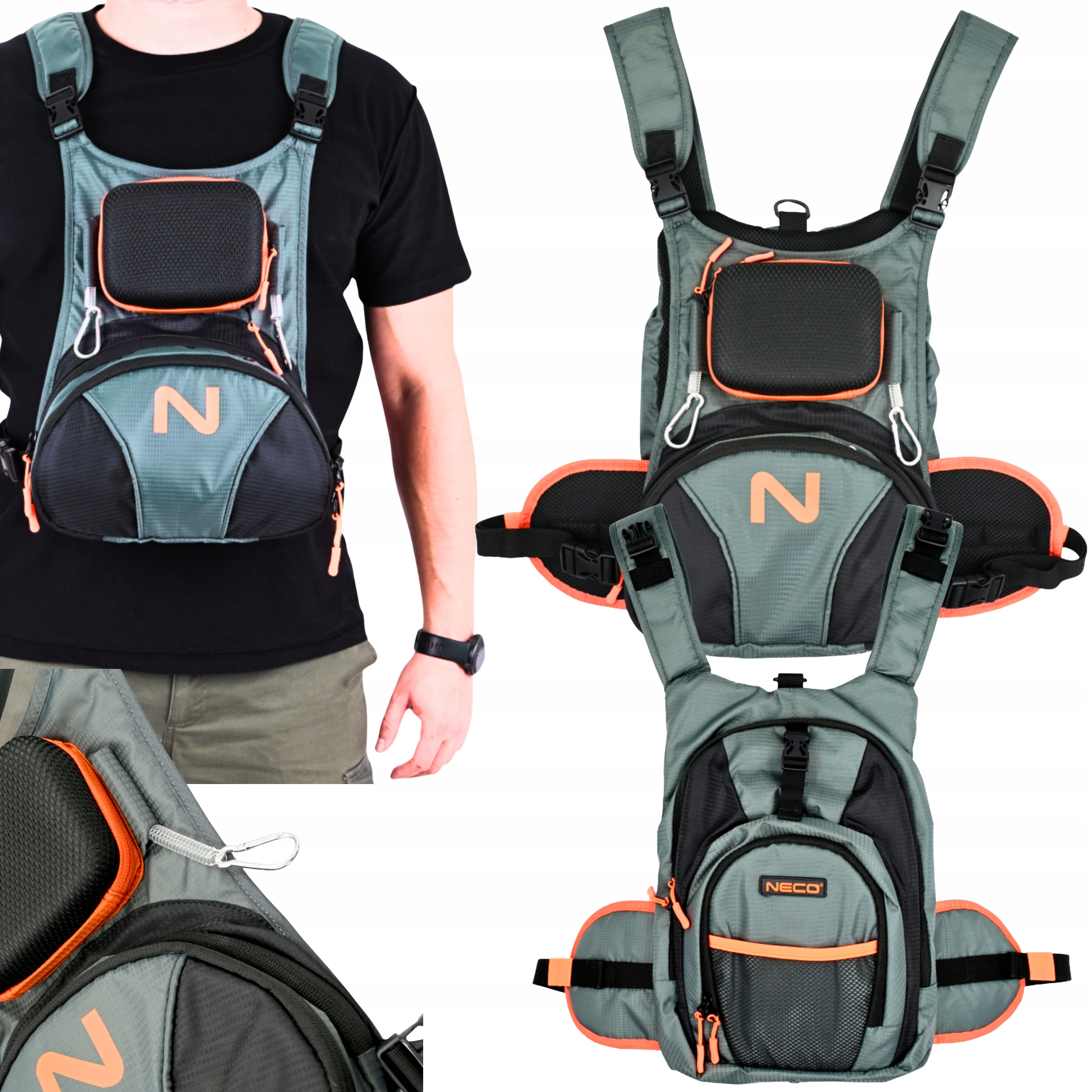 Plecak Kamizelka Spinningowa Wędkarska Neco G-Bag 2w1 51x14x38 cm