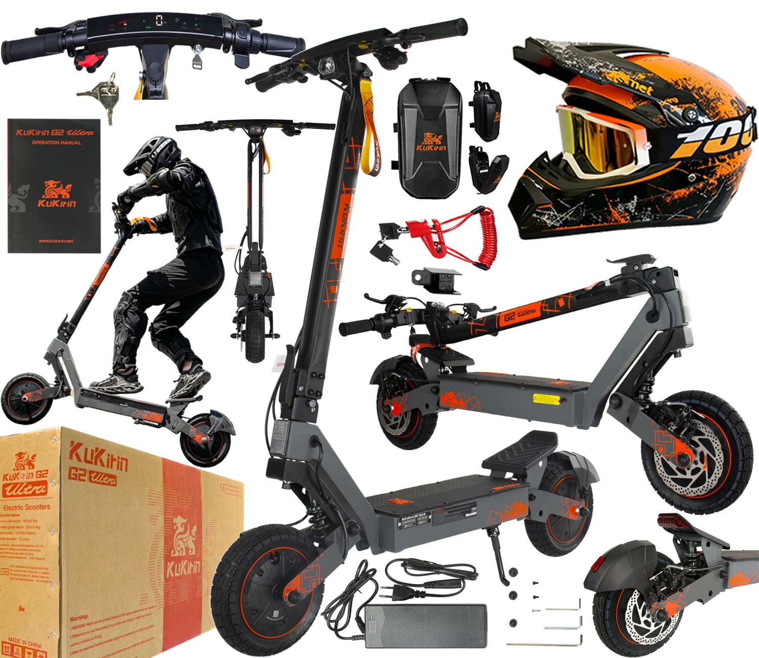 KuKirin G2 Ultra Składany 1600W 48V 18Ah 50km/h 55KM Terenowy +Prezent Pl