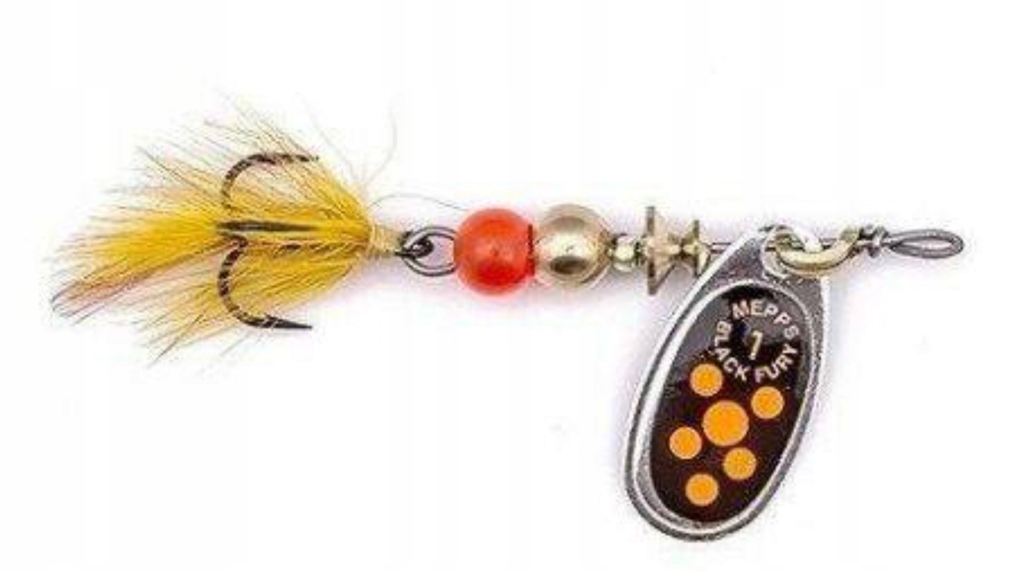 Obrotówka Mepps Black Fury Mouche #1 srebrny fluo red mucha 3,5g