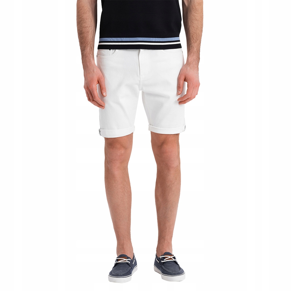 Pánské klasické džínové šortky pohodlné bílé Ombre OM-SRDS-0162 V1 vel. L