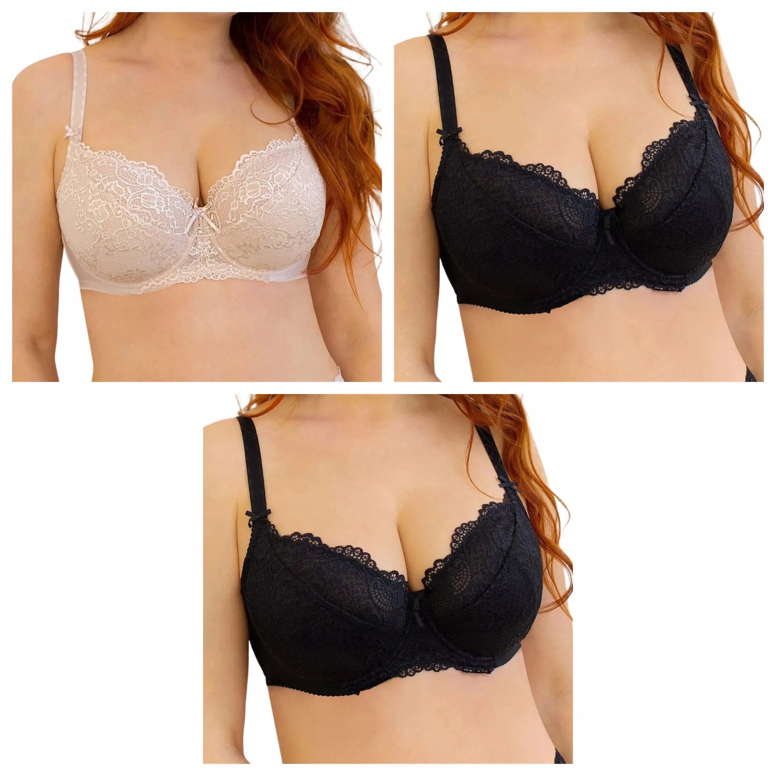 3 ks Podprsenka Kleo Raffaella 341 2x černá pivoňka 95C