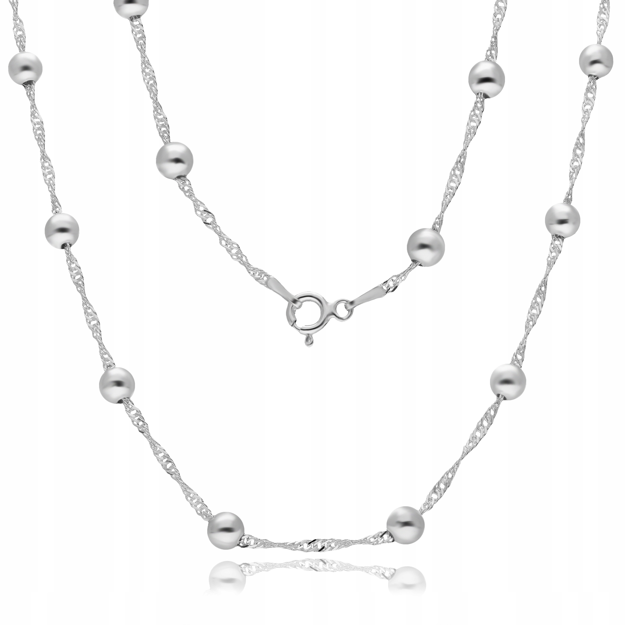 Stříbrný Náhrdelník Kuličky Na Singapuru 50 cm