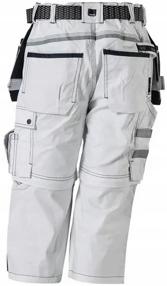 60% Spodnie męskie bawełniane z paskiem szorty robocze MOCNE SZWY 2XL Model MĘSKIE ROBOCZE 3/4 SZORTY DO PASA PRACY BIAŁE