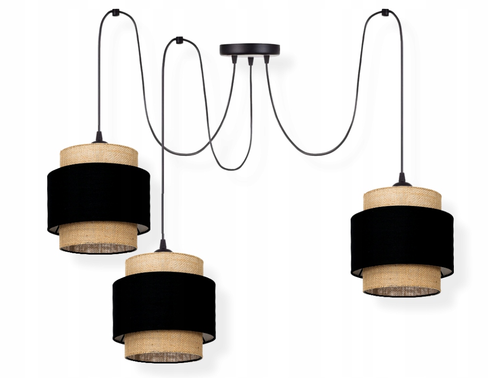 Lampa Lustr Spider Pavouk Spyder Boho Juta Černá E27 Led