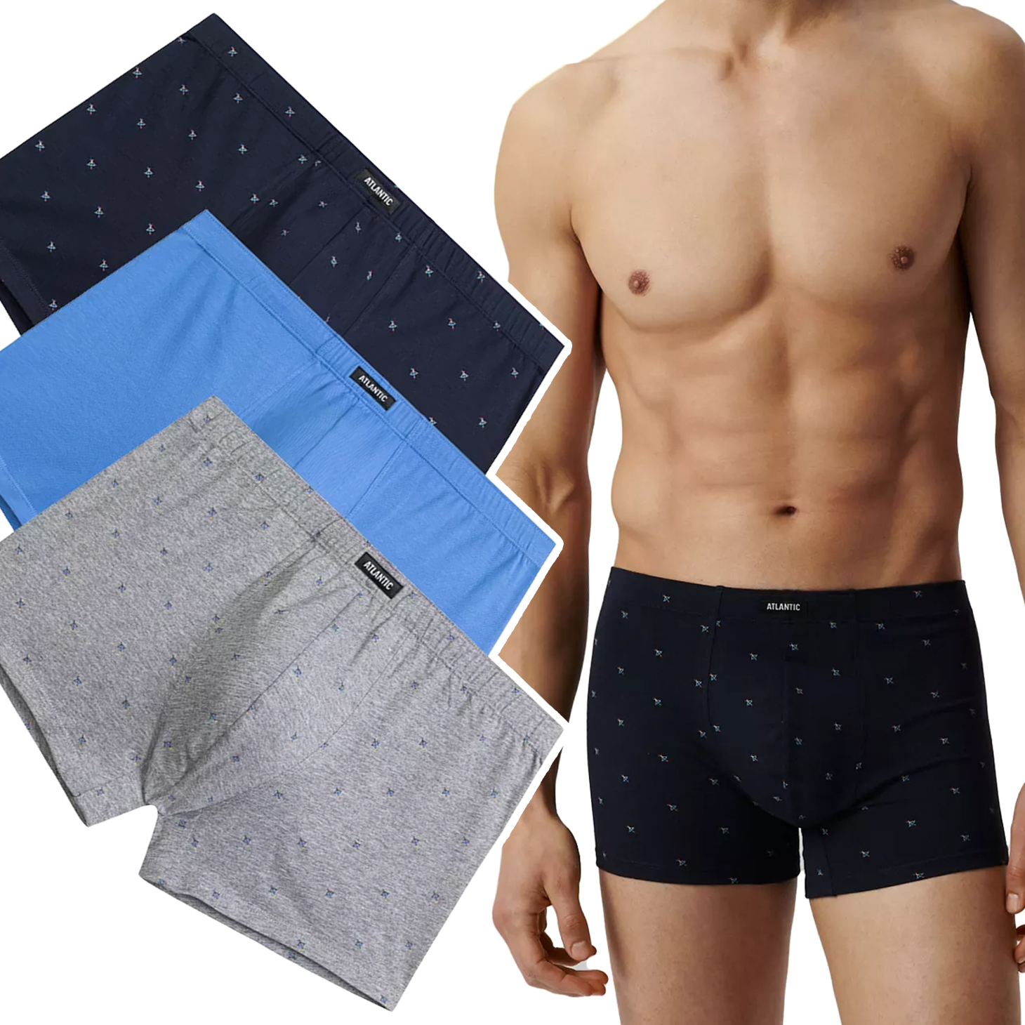 Pánské Boxerky Atlantic 3MH-209 klasické slipy z bavlny 3-PAK L