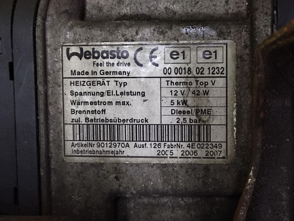 VW TOURAN and 1.9 TDI WEBASTO 1K0815065AD