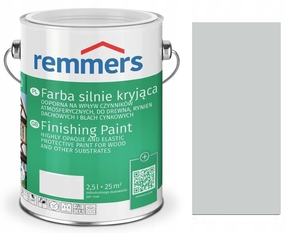Remmers Farba Deckfarbe 0,75L Farba Silnie Kryjąca Do Drewna Jasnoszary