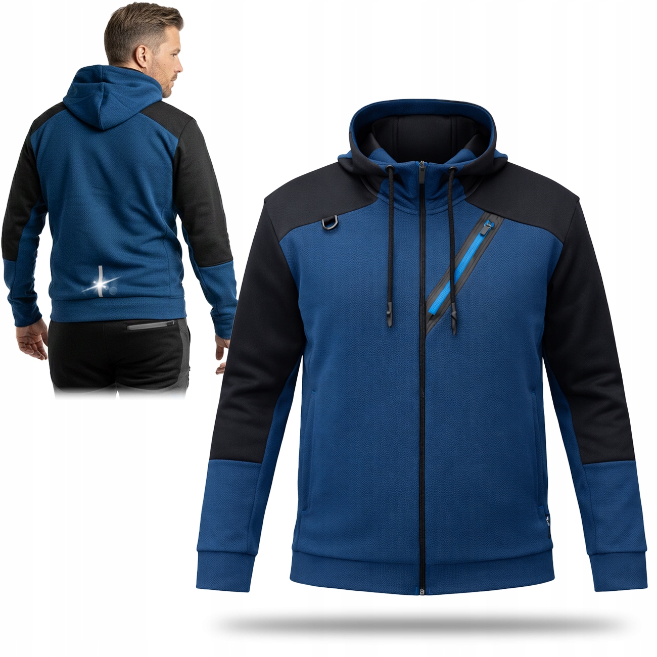 Bluza Robocza Męska Dresowa Z Kapturem Elastyczna Mocna Rozpinana