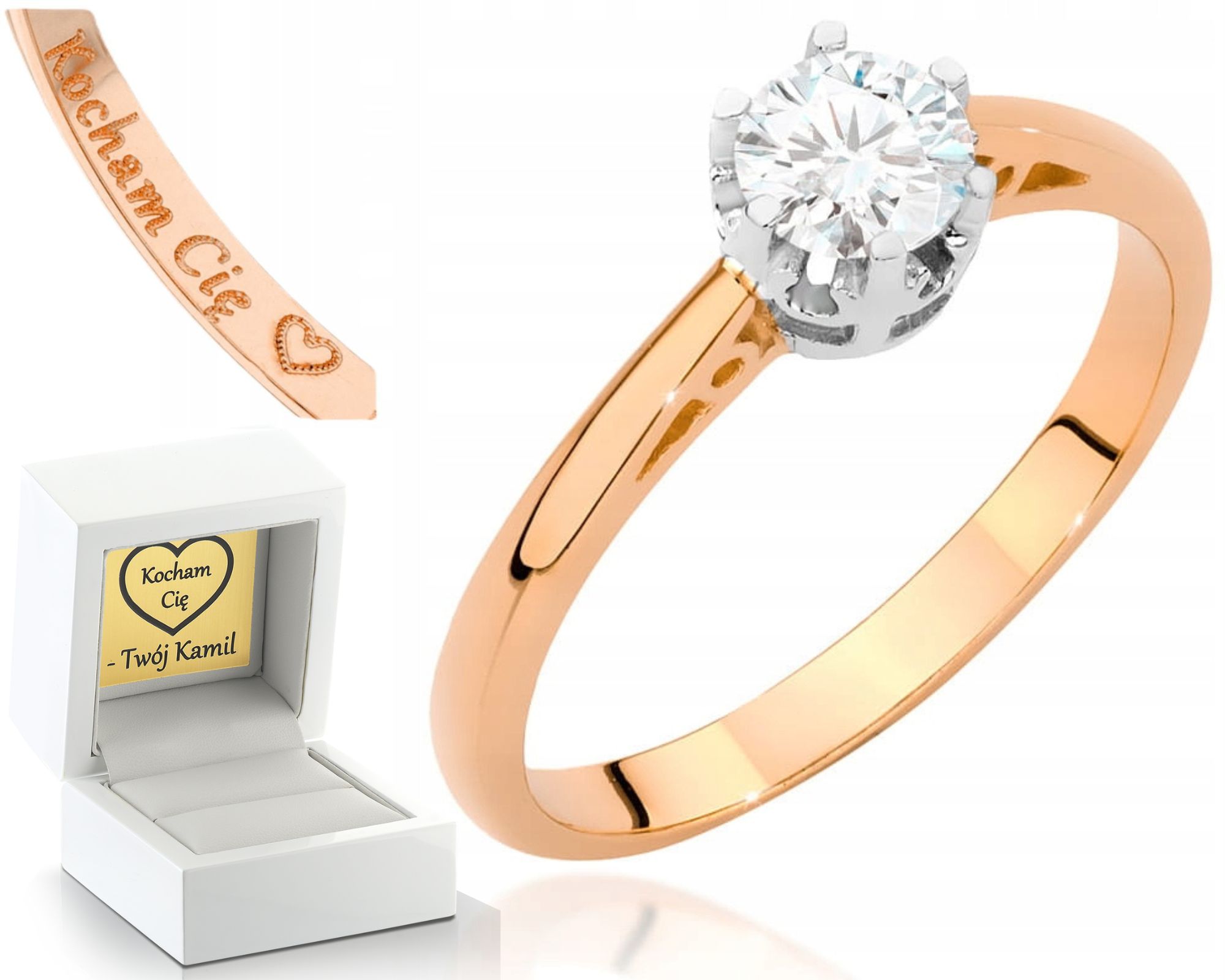 Růžové Zlato Prstýnek S Briliantem 585 Gravírování Bonus