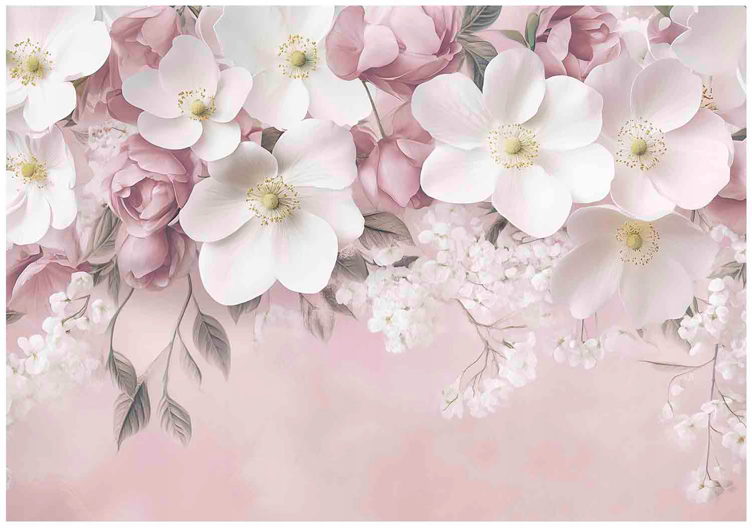 Fototapeta Květy Závěsné Růžový Beton Na Zeď Ložnice Obývací Pokoj 400x280