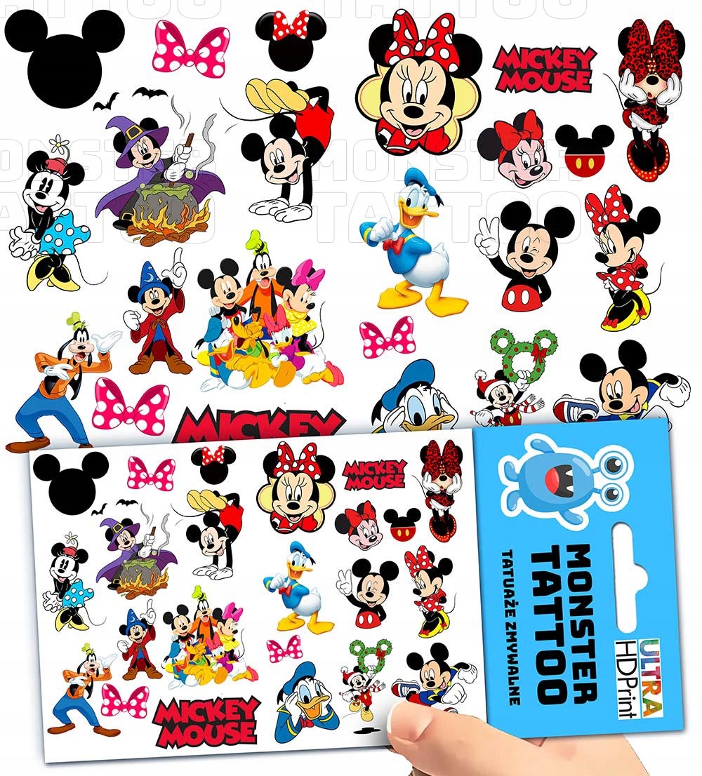 TATUAŻE ZMYWALNE TYMCZASOWE DLA DZIECI MYSZKA MIKI WZORY ORYGINALNE