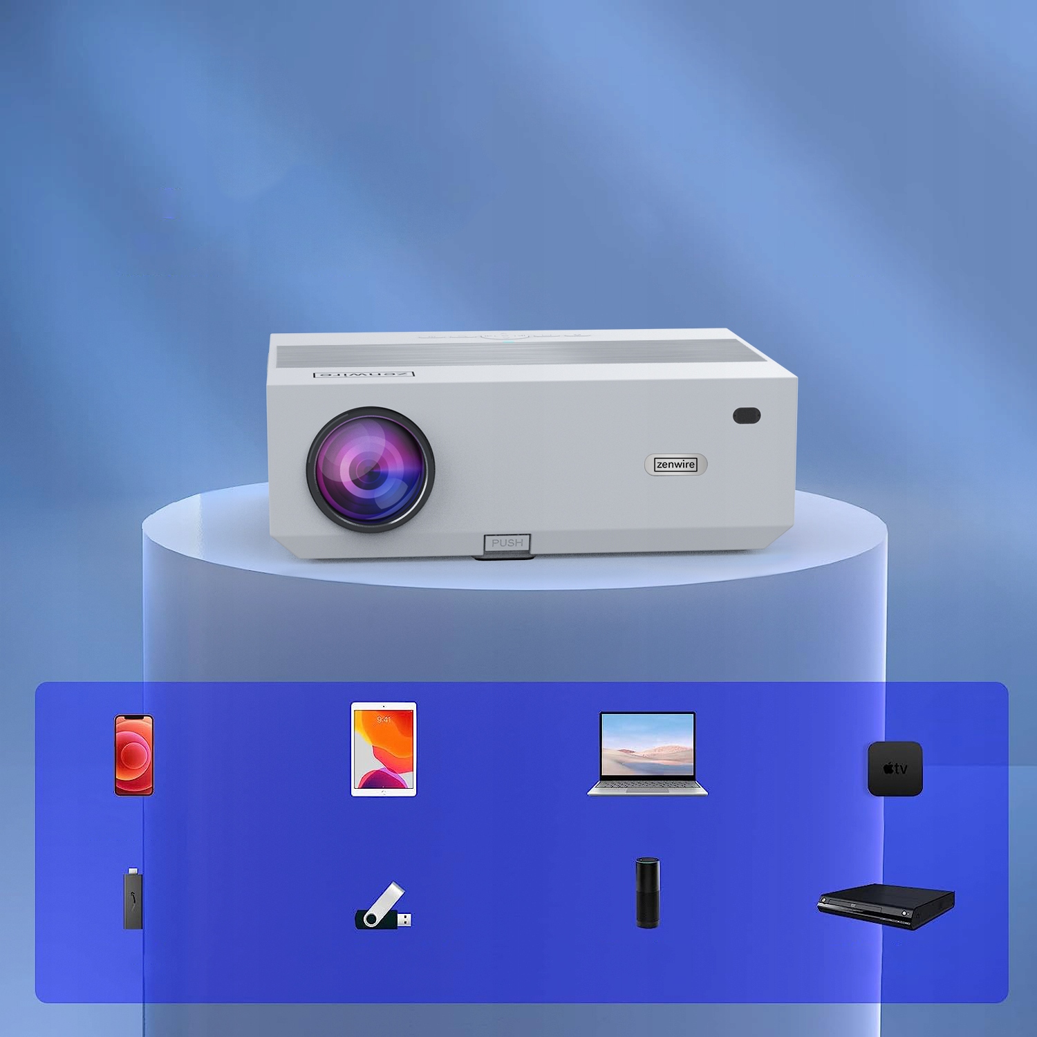 Projektor Rzutnik LED Android WiFi 5G SMART TV FULL HD 4K 13500lm Bluetooth Wysokość produktu 11.2 cm