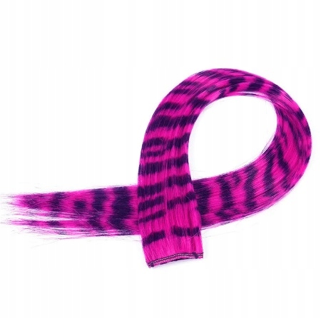 KOLOROWE PASMO NA KLIPSIE TYGRYSIE FUKSJA-CZARNE