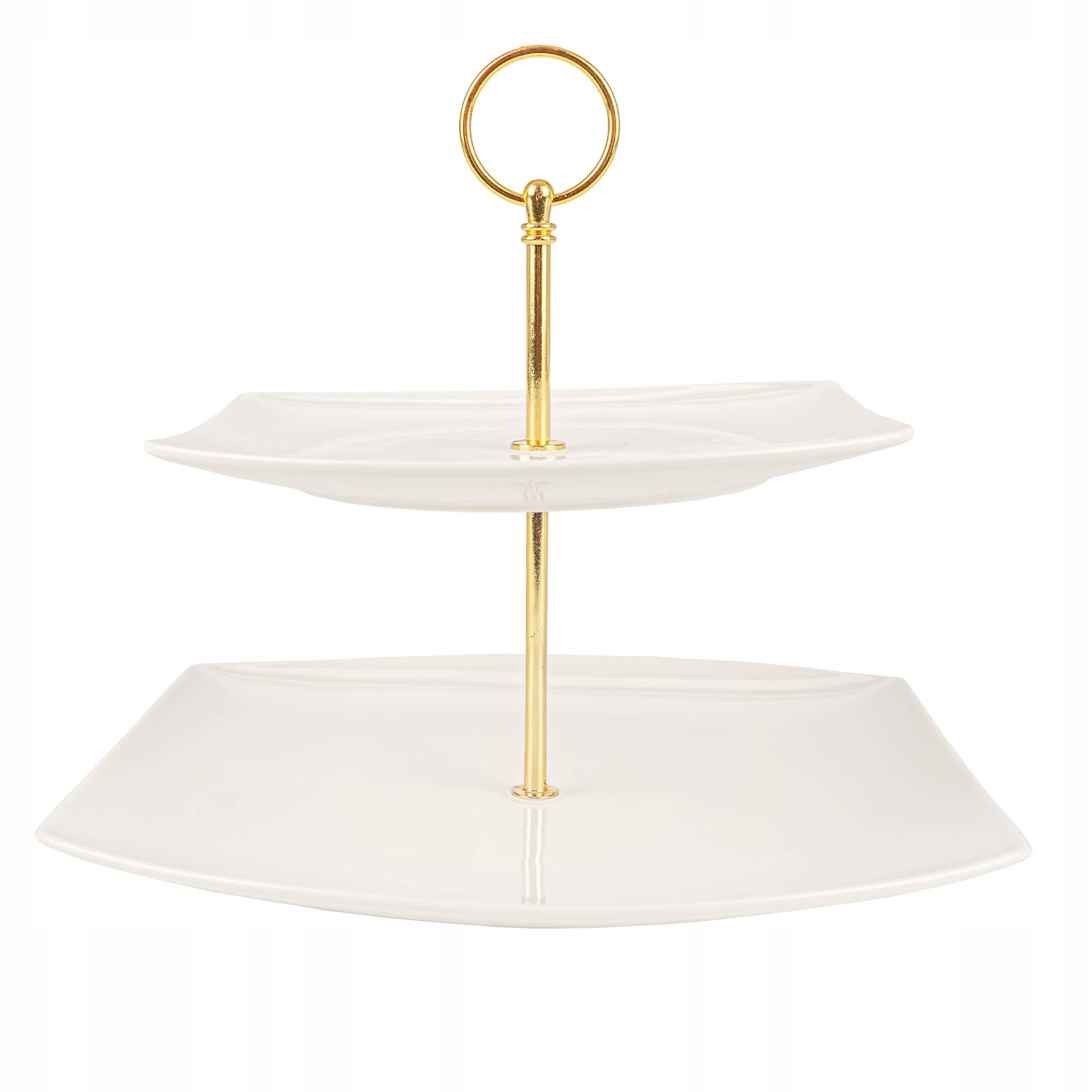 PATERA DWUPOZIOMOWA PORCELANA STOJAK ciasto owoce IZABELLA ZŁOTA