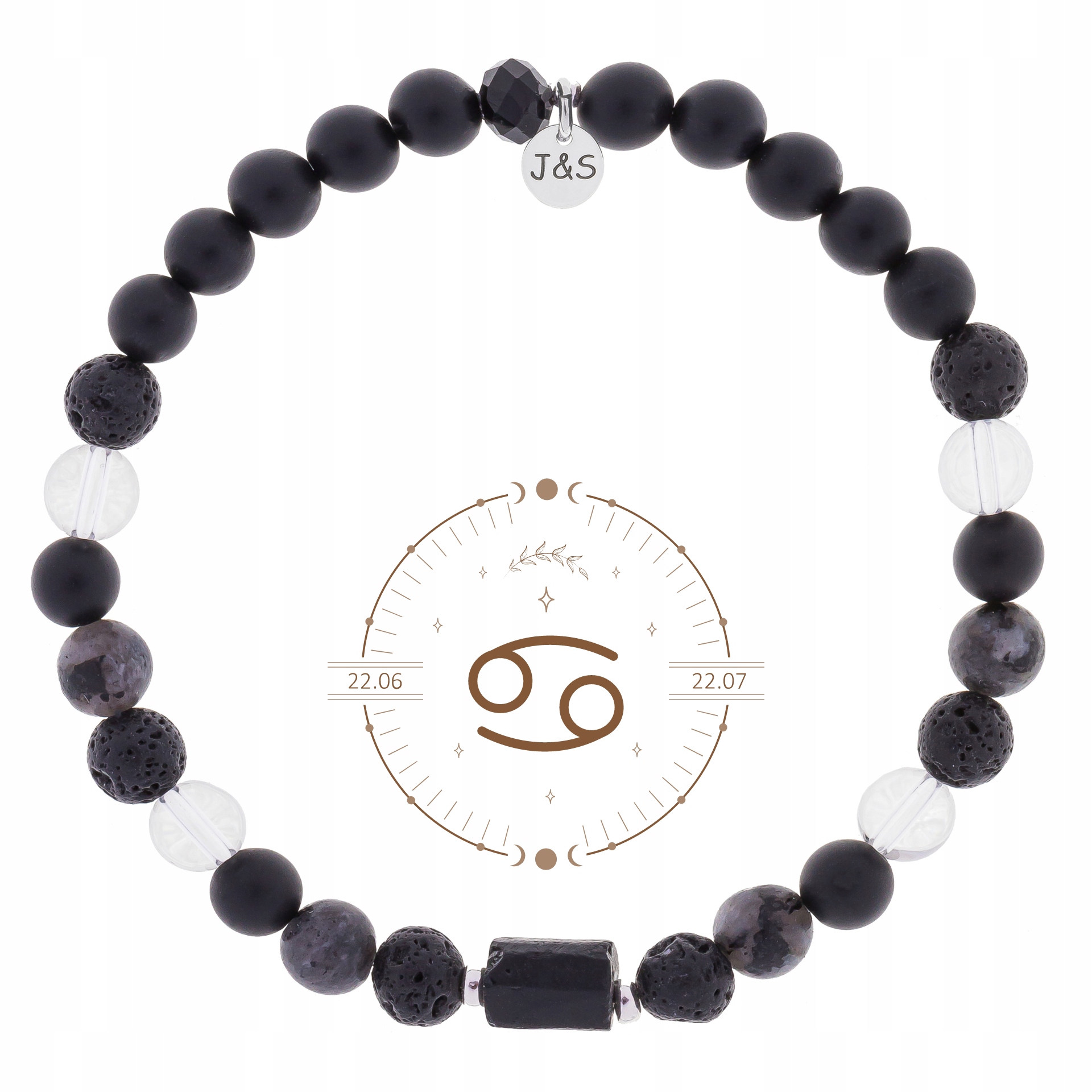 Pánský Náramek Znamení Zvěrokruhu Rak Amulet Talisman Turmalín Stříbro 925