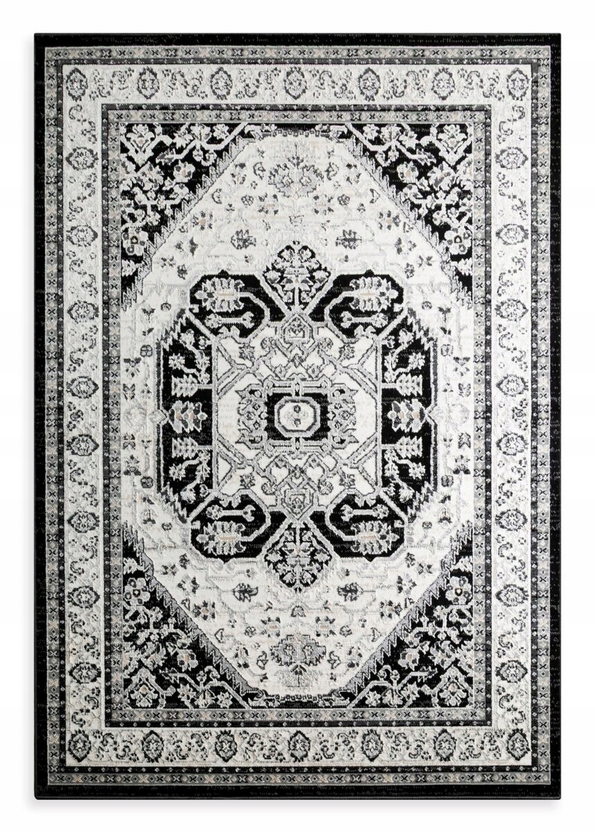 Koberec 140x190 Elora Ornament černý designový krémový