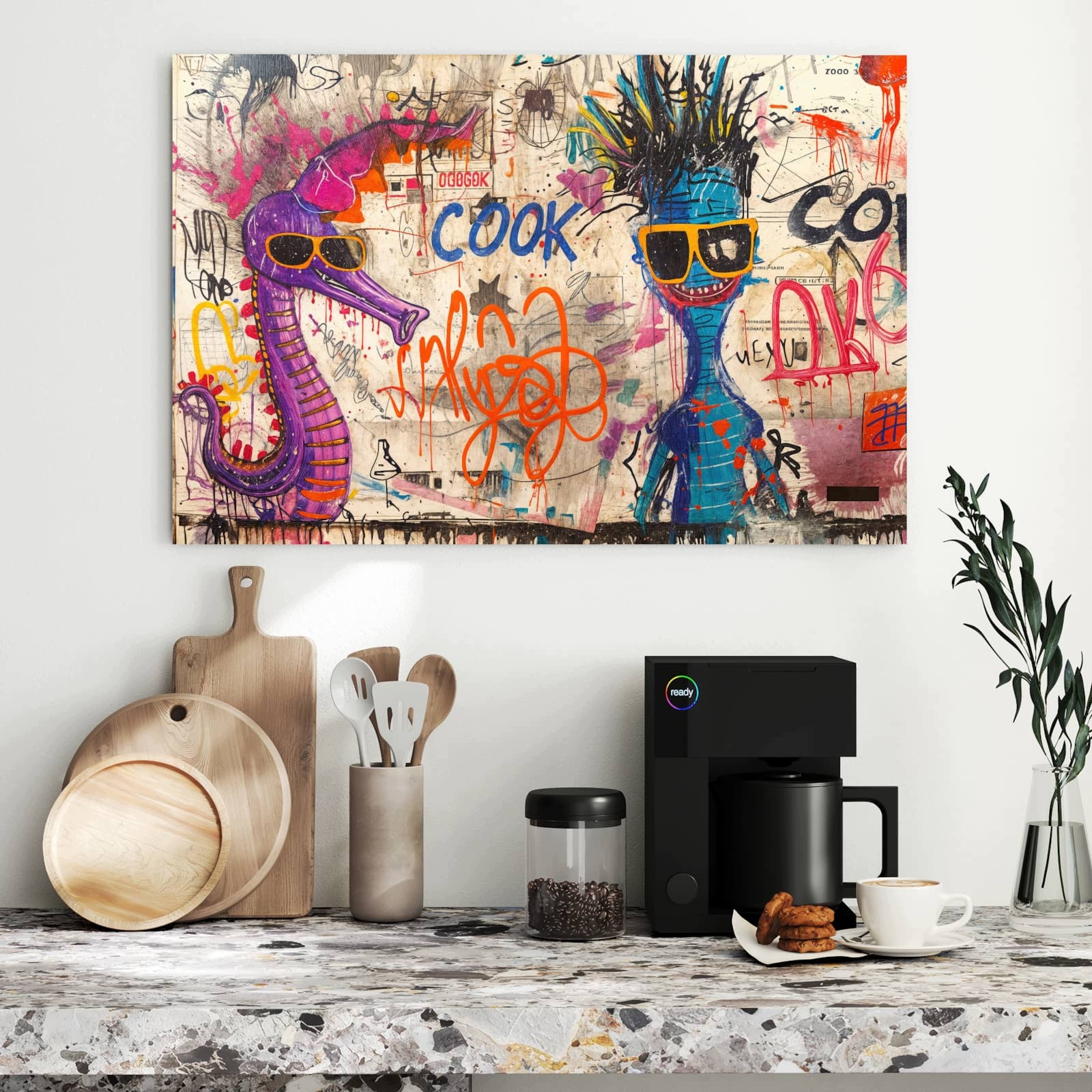 Magnetická tabule Graffiti Zvířata 90 × 60 cm