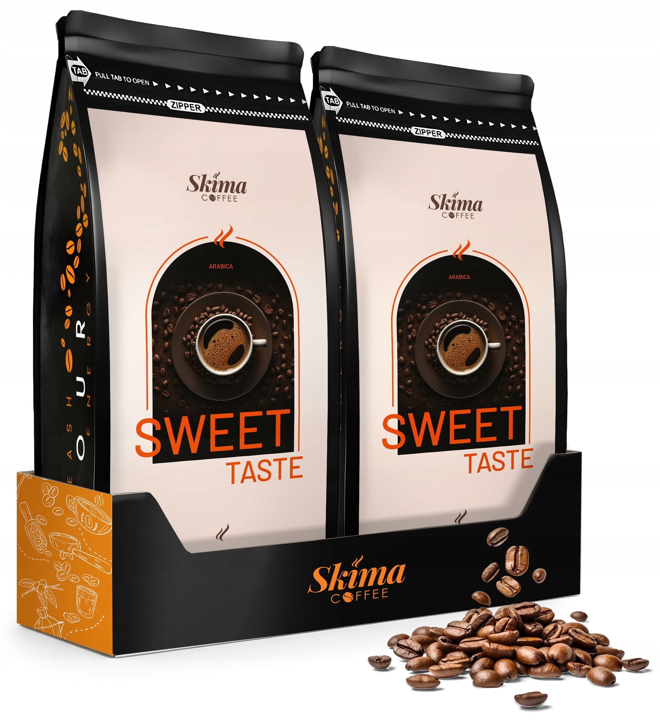 Káva zrnková 1 kg x 2 Sweet Taste 100% Arabica Čerstvá do kávovaru Dárek