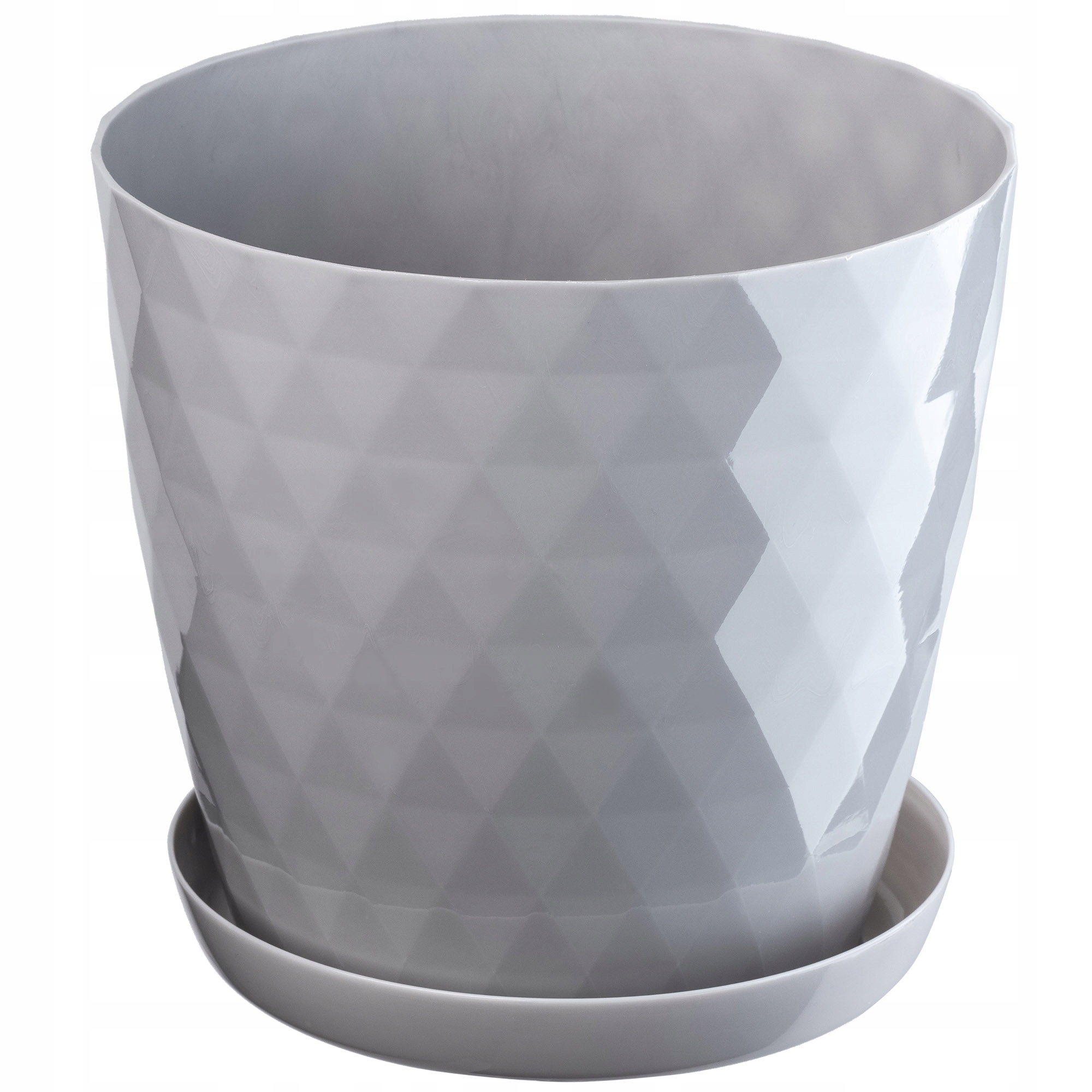 DONICZKA PLASTIKOWA Z PODSTAWKĄ DONICA OSŁONKA NA KWIATY 18cm SZARA KADAX