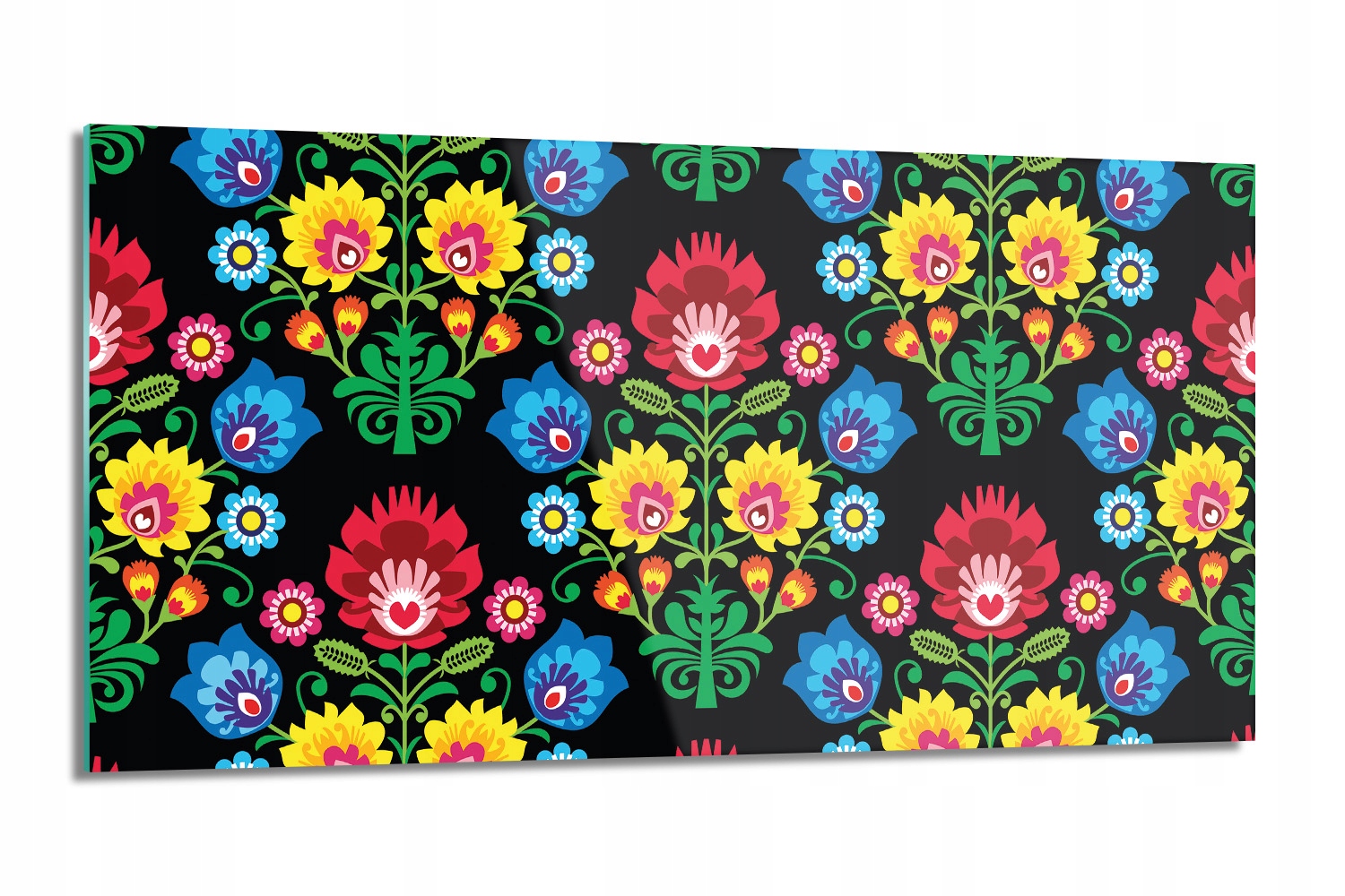 kalený kuchynský panel Folklór kvety 100x50