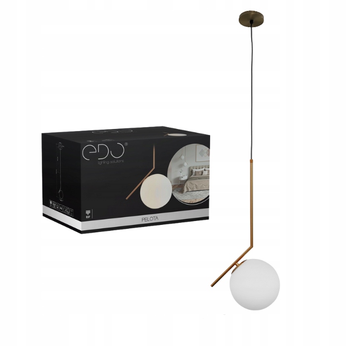 

Lampa Sufitowa Wisząca Glamour Kula Gold Biała E27