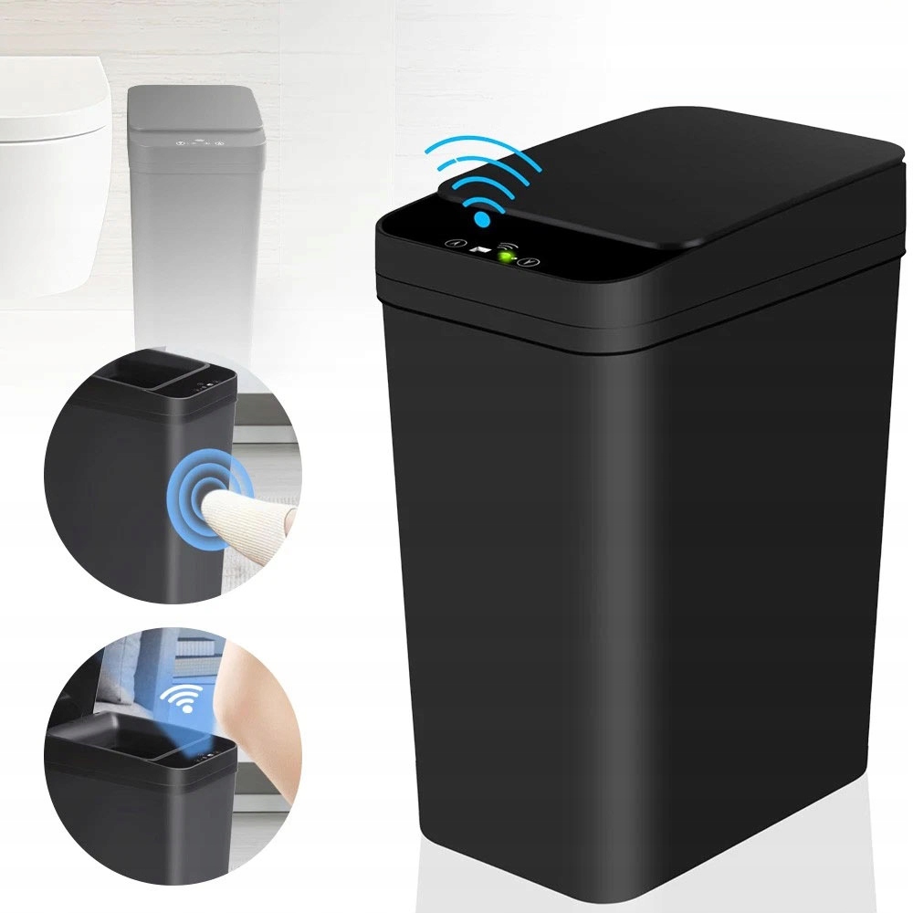 Levně Bezdotykový Odpadkový Koš 12 L Automatický Černý S Pohybovým Senzorem