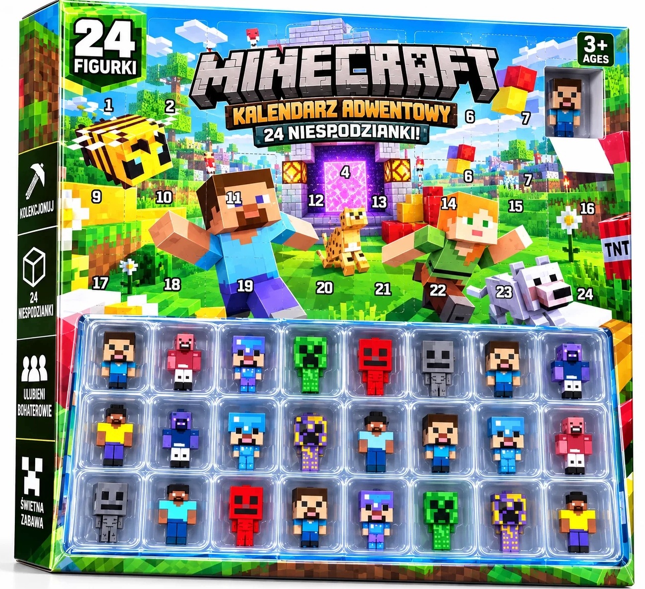 Адвент-календарь Minecraft, 24 пиксельные фигурки, от 3 лет