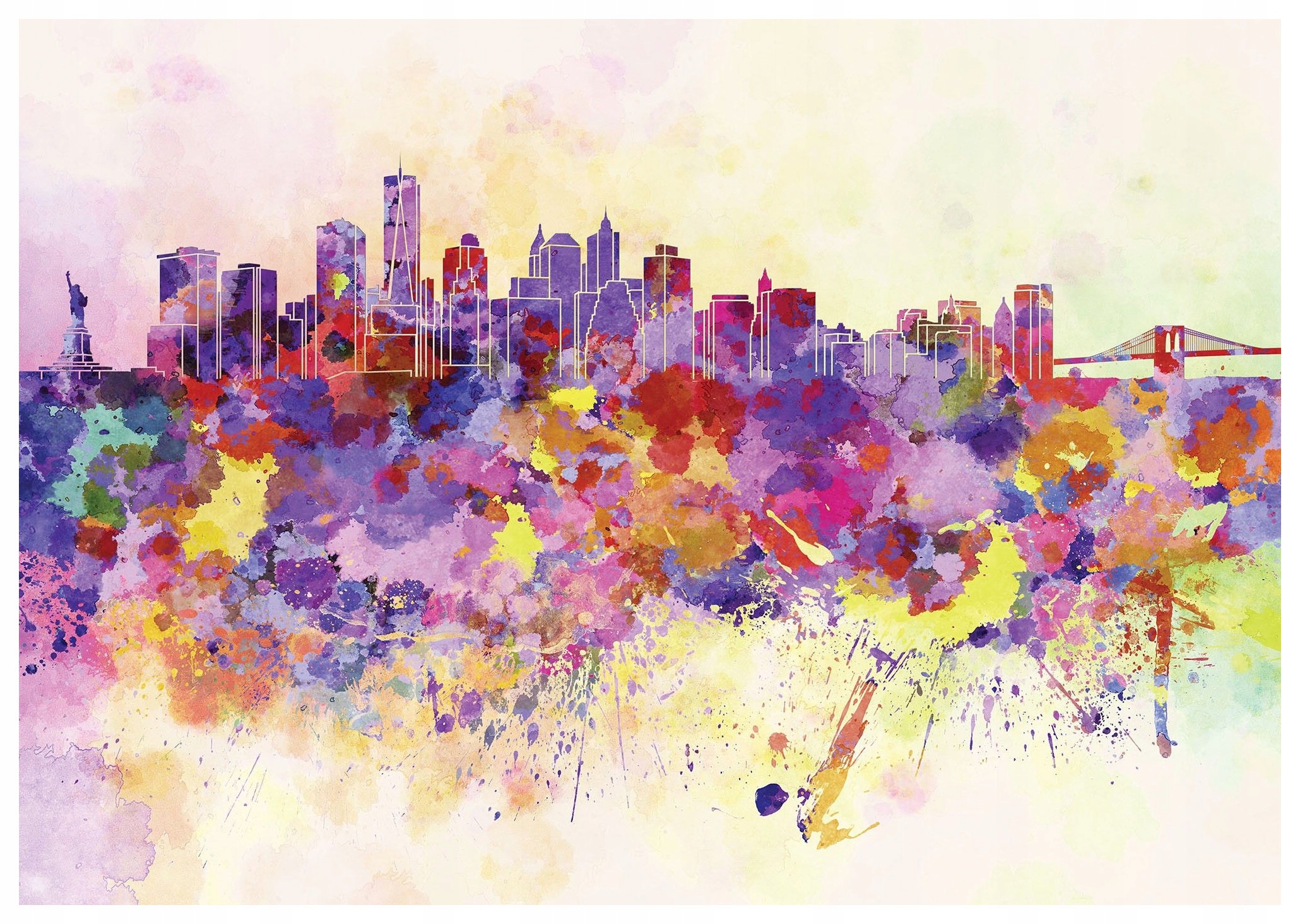 Fototapeta New York akvarel Brooklyn Bridge Nyc Skyline 416x254 lepidlo