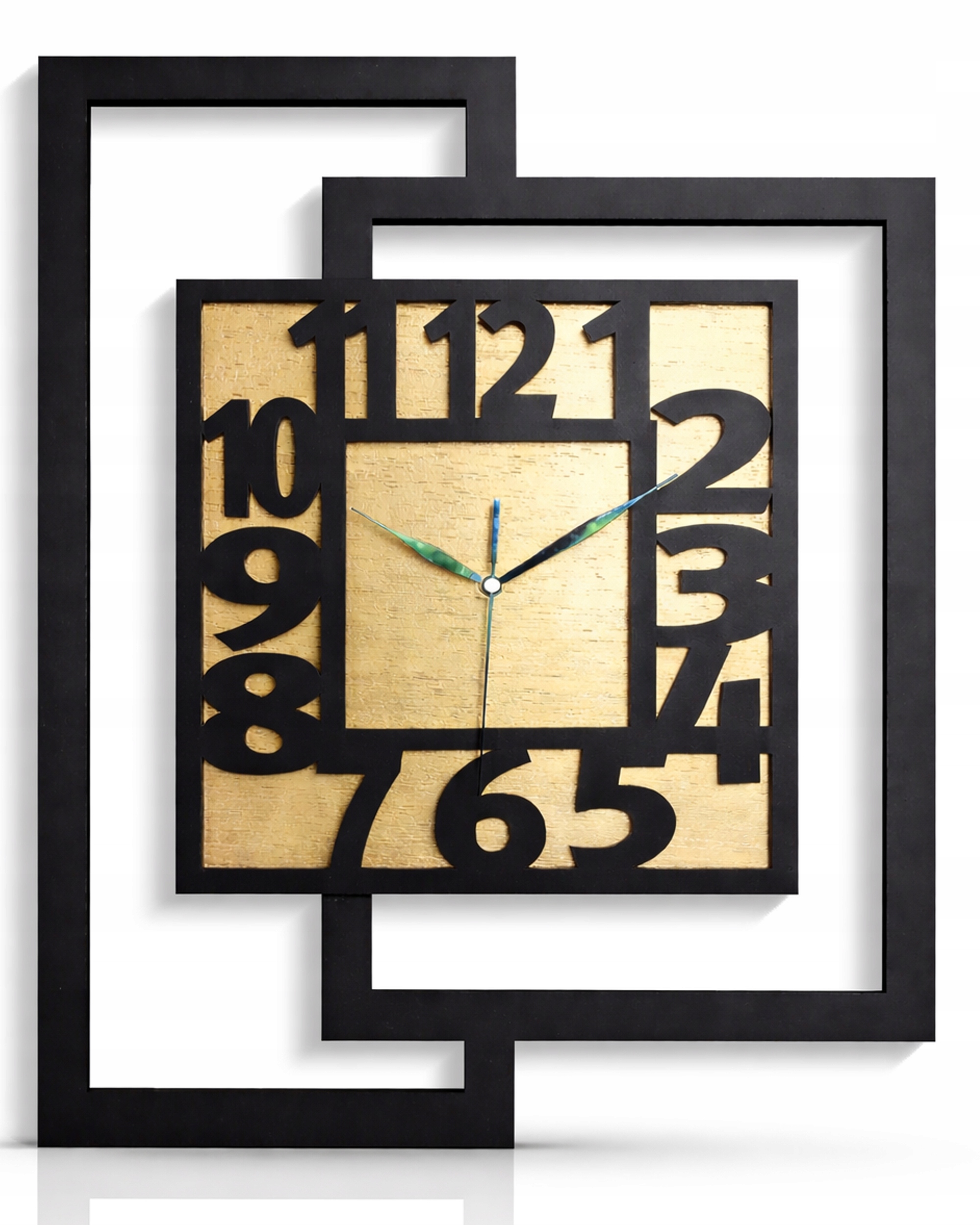 Velké, Moderní Nástěnné Hodiny Do Obývacího Pokoje, Geometrické, Loftové, Zlaté, Tiché