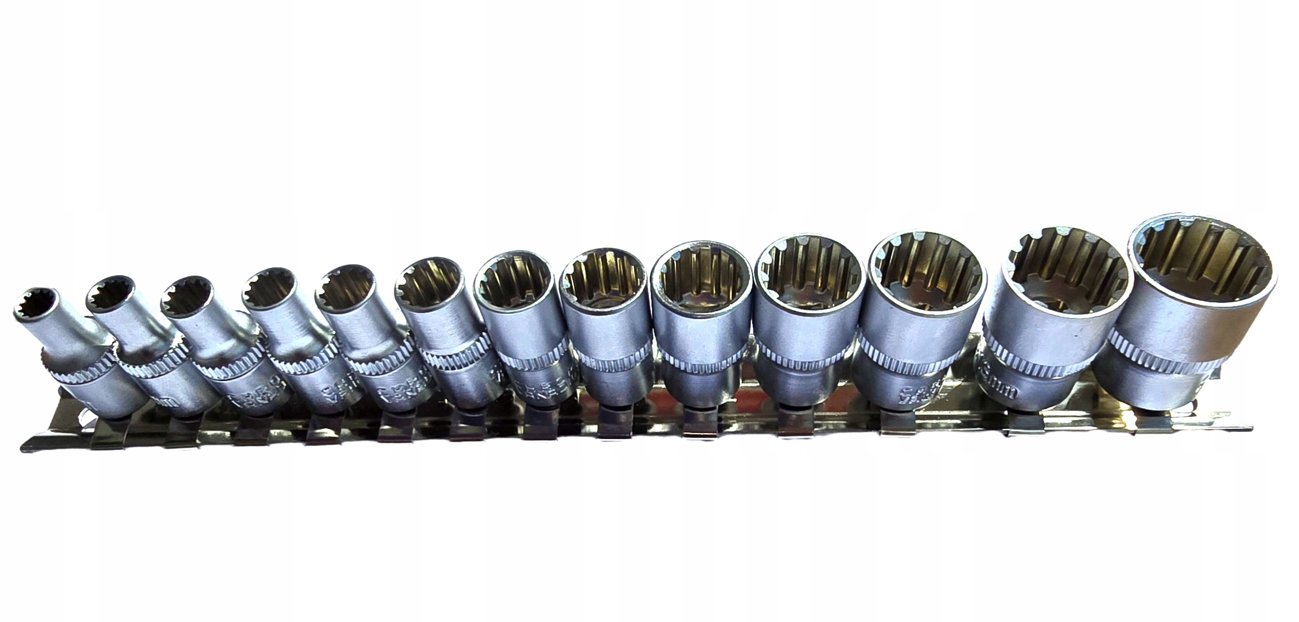 Zestaw Nasadek Spline 4-14 MM 13 Sztuk 1/4 Cala Na Listwie Magnus