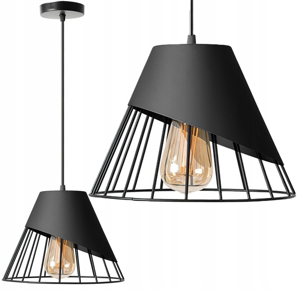Závěsné Stropní Svítidlo Černá Matná 25 cm Loft Kovové stínítko