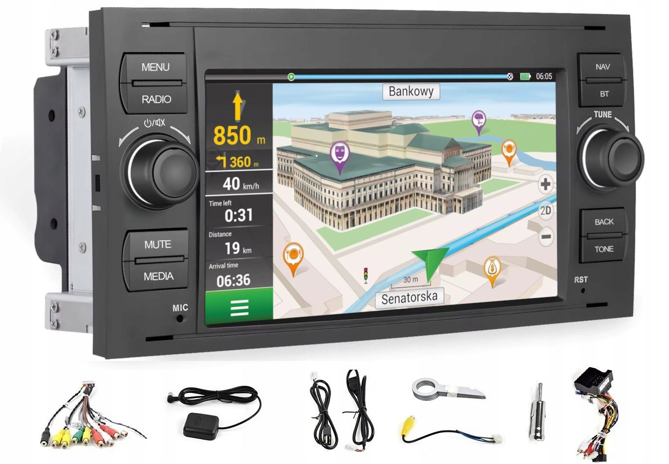 Autorádio Gps S Androidom Ford Focus Kuga S-max C-max Carplay Wifi Bt MP3 2GB 64GB