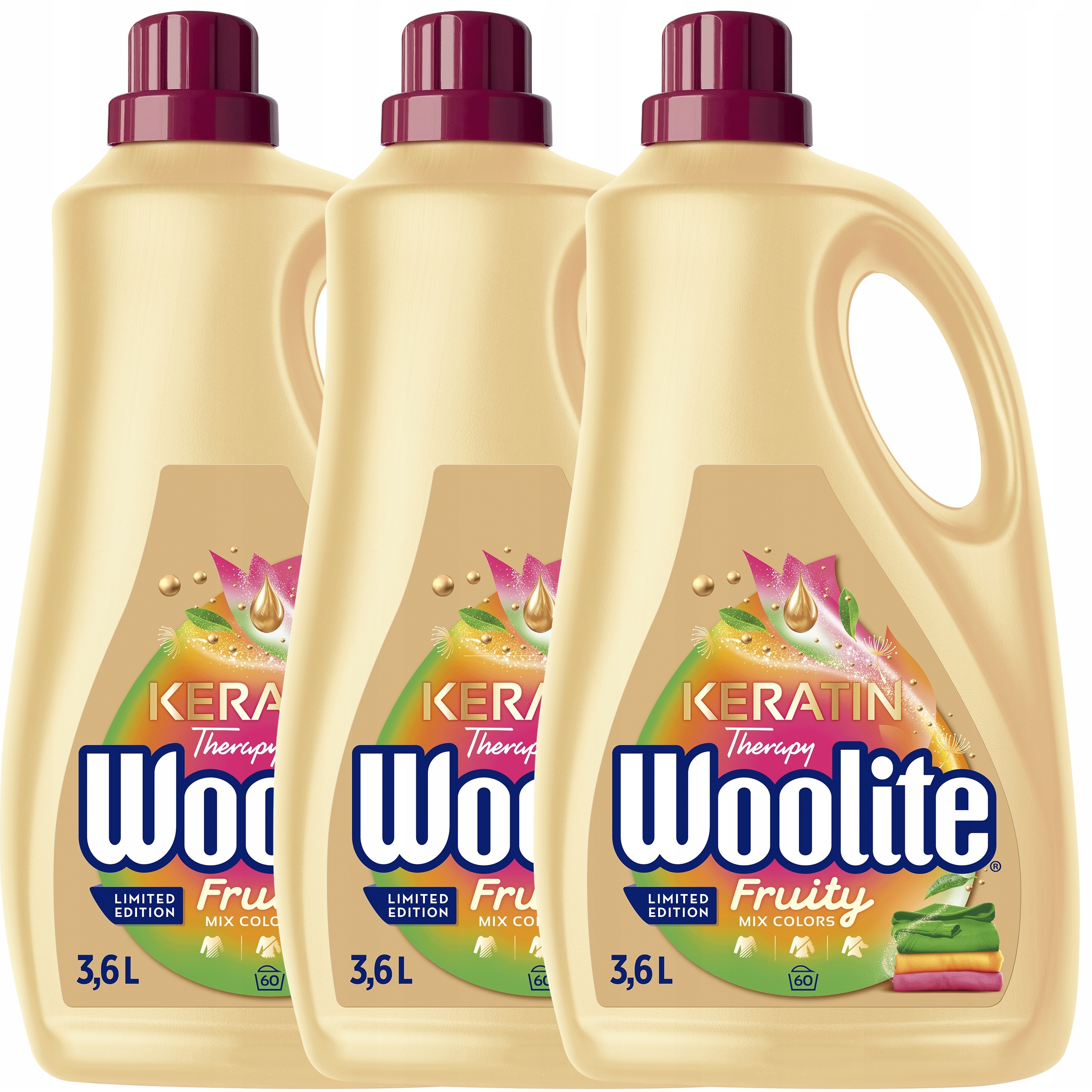 Woolite tekutý prací prostředek na barevné prádlo Colour Fruity Ovocná vůně 3,6 l x3