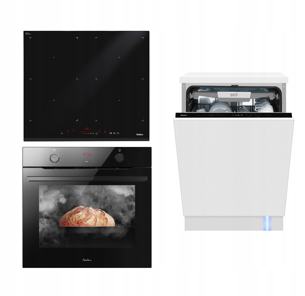 ZESTAW AMICA PIEKARNIK+PŁYTA+ZMYWARKA